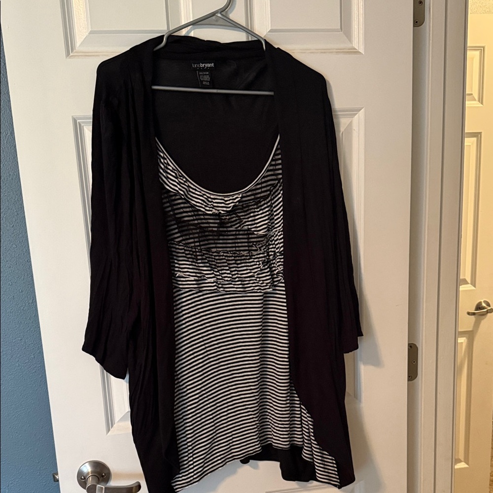 Lane Bryant Black and White Striped Top